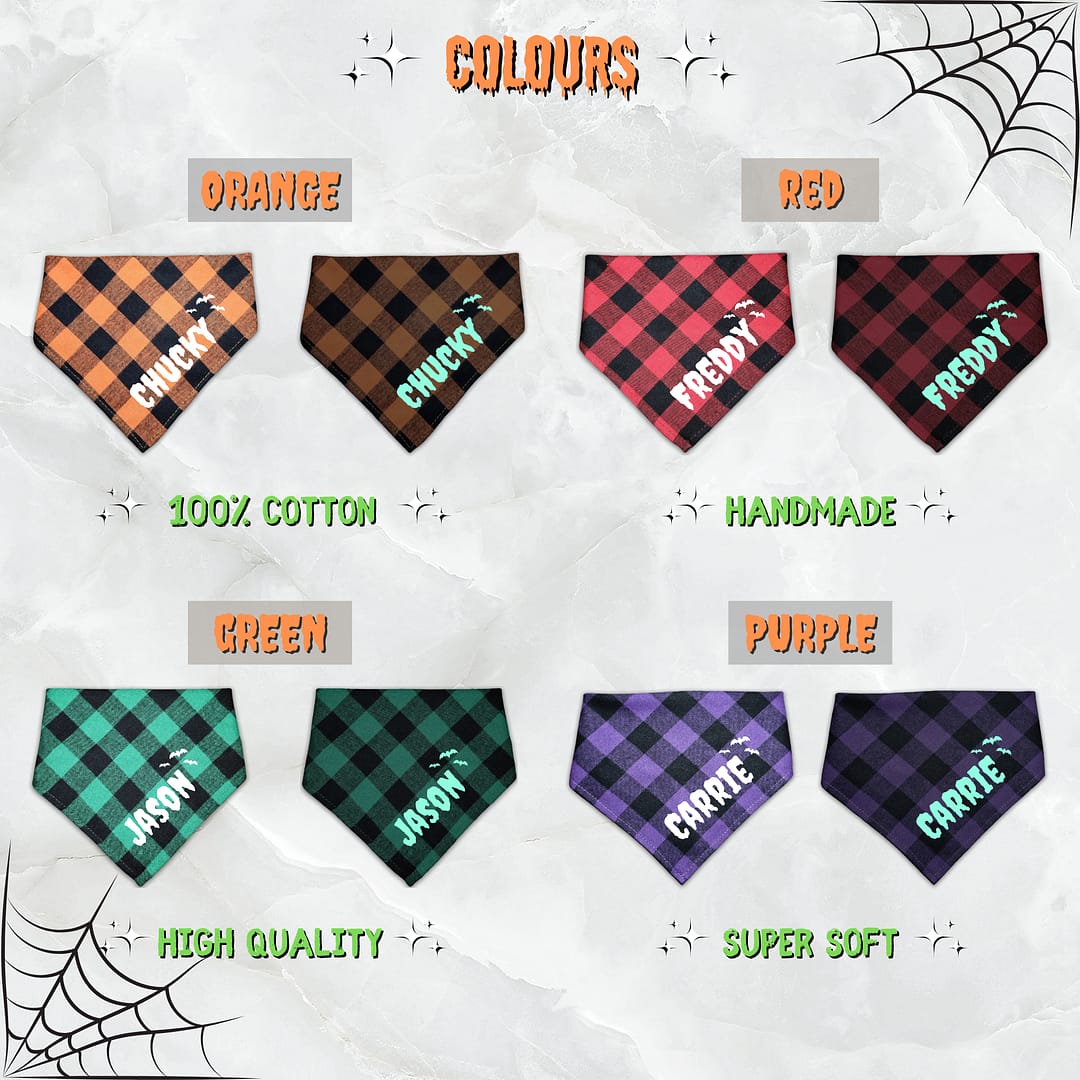 Personalised Halloween Bandana Side - 003 Personalised Halloween Dog Bandana - Glow in the Dark!